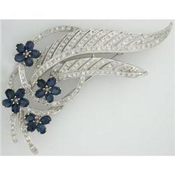 Vintage Diamond & Sapphire 18k White Gold Pin #1832042