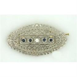 0.42ct OEC Dia & Sapp 15k Y Gold & Platinum Pin#1832046