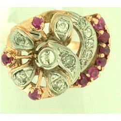 Vintage Ruby & 0.50tcw Dia14k Y Gold Ring  #1832050