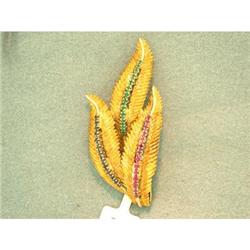 Vintage Ruby, Sapp, & Emerald 18k Y Gold Pin #1832051