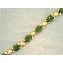Vintage 50tcw Nephrite Jade 14k Y Gold Bracelet#1832052