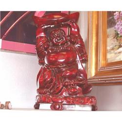 Vintage Carved Wooden Buddha Holding  Ignot #1832053