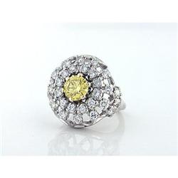 0.84ct Brilliant Yellow Dia. & Dia.'s Plat Ring#1832058