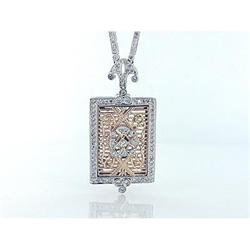 0.77tcw  Dia. & Pearls in 14k W/Y Gold Necklace#1832059