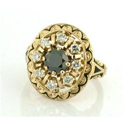 0.90ct Black Diamond & Diamonds 14k Gold Ring #1832096