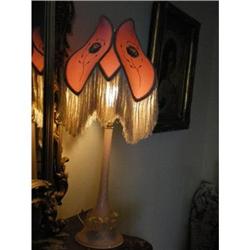 Pair Pink Venrtian Glass Tbl Lamp & Shade  #1832401