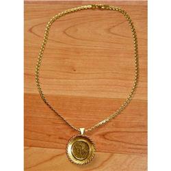 18kt Gold Necklace 1897 $5 US Coin Pendant 18k #1832683