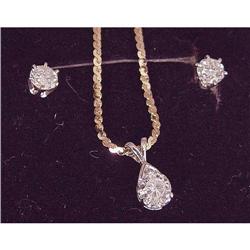 14kt  Gold Diamond Necklace 1ct  Earrings 14k #1832689