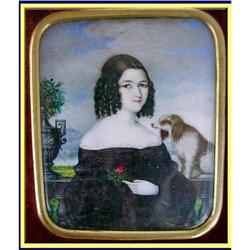 MINIATURE PORTRAIT OF WOMAN & DOG -TRAVEL CASE #1832767