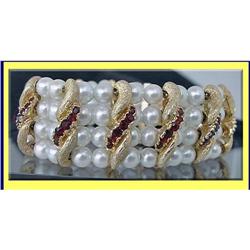 SIGNED LUCIEN PICCARD PEARL GOLD GARNET #1832769