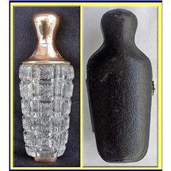 GOLD & CUT GLASS PERFUME BOTTLE IN CASE FRENCH #1832774