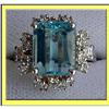 Image 1 : VINTAGE 14K W GOLD BLUE TOPAZ & DIAMOND RING #1832775