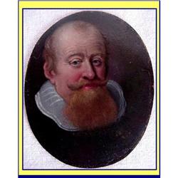 1650 PORTRAIT MINIATURE PAINTING MAN ON COPPER #1832780