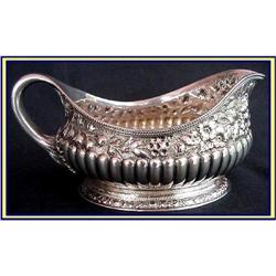 TIFFANY REPOUSSE ST SILVER GRAVY BOAT 19C #1832805