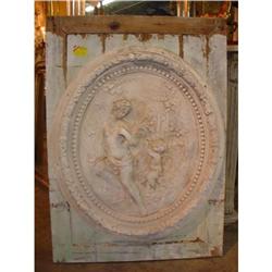 Oval Plaster Bas Relief on Wood from France #1832858