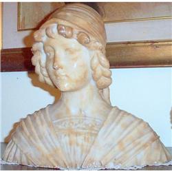 Old Art Deco  Alabaster Bust Woman  #1844089