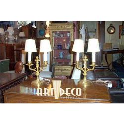 ANTIQUE bronze Empire pair table lamps #1844097
