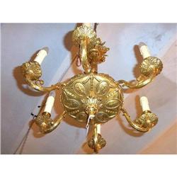 ANTIQUE bronze Empire chandeliers 6L #1844105