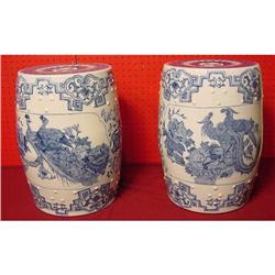 PAIR OF CHINESE EXPORT BLUE AND WHITE GARDEN #1844119