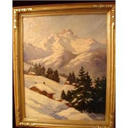 OIL ON BOARD OF SNOW LANDSCAPE BY WHITNEY #1844124