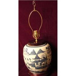 BLUE CANTON CHINESE EXPORT TABLE LAMP #1844126