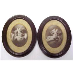 1897 Pair CUPID MINIATURE PICTURES #1844155