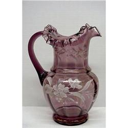 Amethyst color Glass Hand Pntd. JUG #1844169