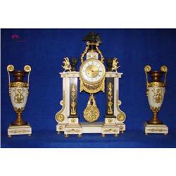 Dazzling Beautiful Empire Bronze Gilt Clock Set#1844260
