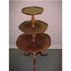 3 Tier Mahogany Pie Crust Table #1844262