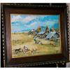 Image 1 : Oil on Canvas "African Village" Painting Signed#1844265
