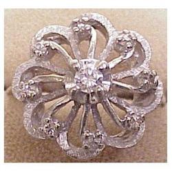 14K white gold vintage diamond ring (Size 6) #1844281