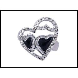 FRENCH DESIGNERS DIAMOND ONYX HEART RING WAS #1844325