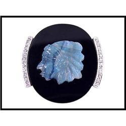 CARVED AMERICAN INDIAN OPAL RING WAS $950. #1844329