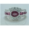 Image 1 : 18K White Gold Ruby Diamond Ring #1844332