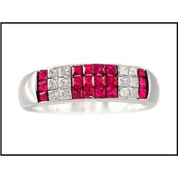 INVISIBLE SET RUBY DIAMOND RING 18K WHITE #1844334