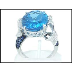 Magnificent 18K White Gold Topaz and Sapphire #1844342