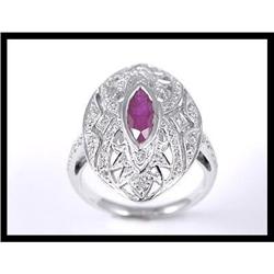 Estate 18K White Gold Ruby and Diamond Ring #1844343