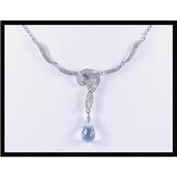 Elegant 14K White Gold Blue Topez and Diamond #1844351