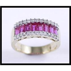 Marvelous 18K Yellow Gold Ruby and Diamond Ring#1844352