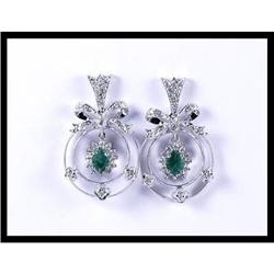 Vintage Design 18K White Gold Emerald and #1844353