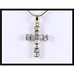 Splendid 18K Yellow Gold Diamond Cross Pendant #1844354