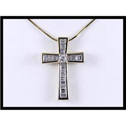 Lovely 18K Yellow Gold Diamond Cross Pendant #1844359