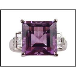 Fashionable 18K White Gold Diamond and Amethyst#1844364