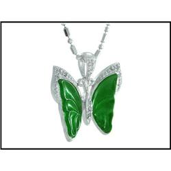 Elegant 14K Jade and Diamond Pendant #1844373