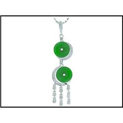 Splendid 14K White Gold Jade and Diamond #1844375