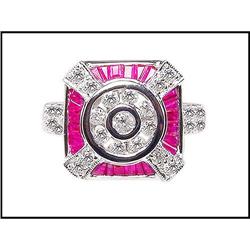 Sparkling 18K White Gold Ruby and Diamond Ring #1844383