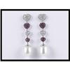 Image 1 : 18K White Gold Pearl, Ruby and Diamond Earrings#1844386