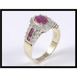 18k Yellow Gold Ruby Diamond Ring #1844404