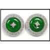 Image 1 : PLATINUM FINE COLOR JADE DIAMOND EARRINGS WERE #1844416