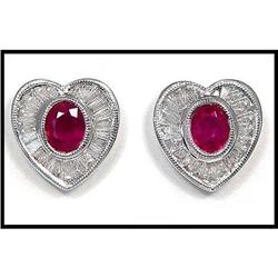 18K RUBY EARRINGS BAGUETTE DIAMONDS WERE $1,700#1844419